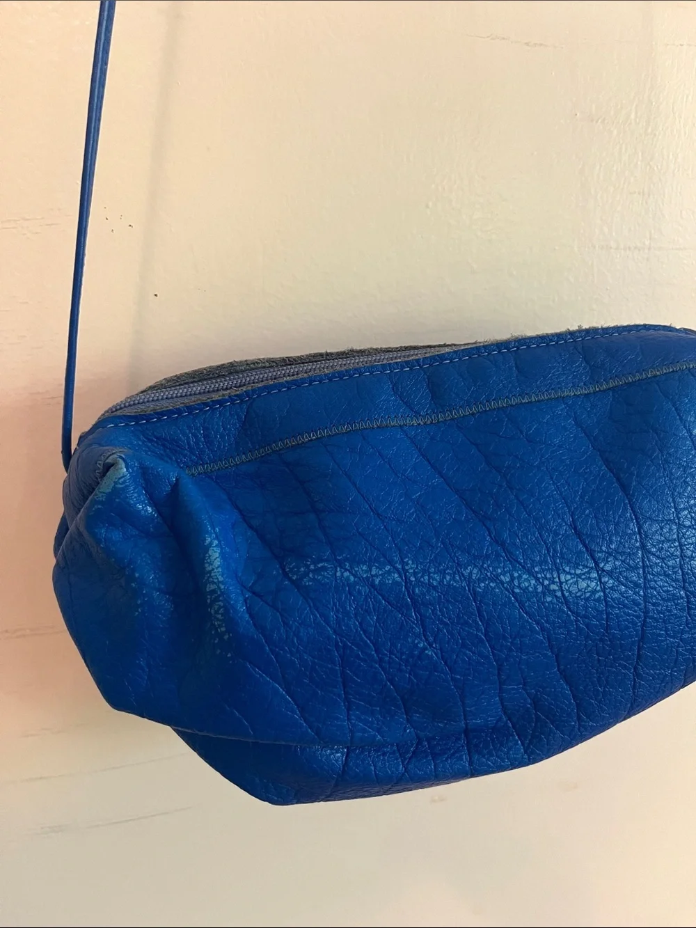 VTG Carlos Falchi Blue Leather Crossbody Bag